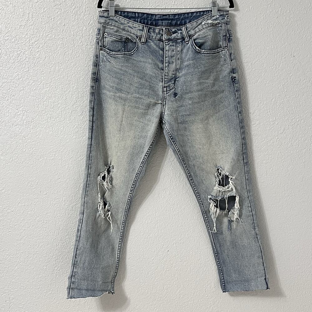 Ksubi Men’s Rocky Acid Trip Denim Jeans 1000062223 Blue 34X25 *HEMMED*